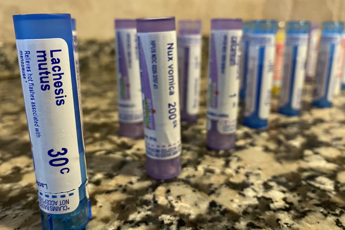close up of standard homeopathy storage tube.